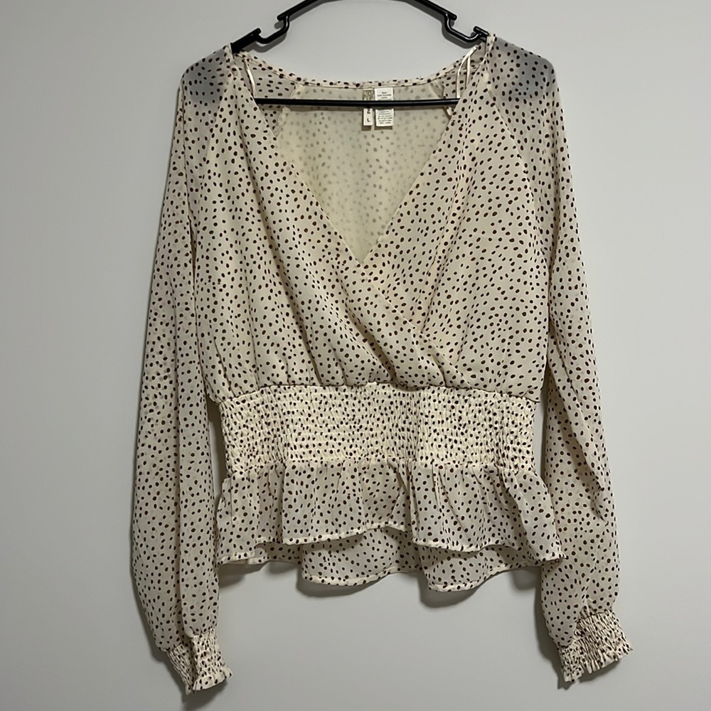 JAPNA - Polka Dot Dress Shirt. SIZE: LARGE.